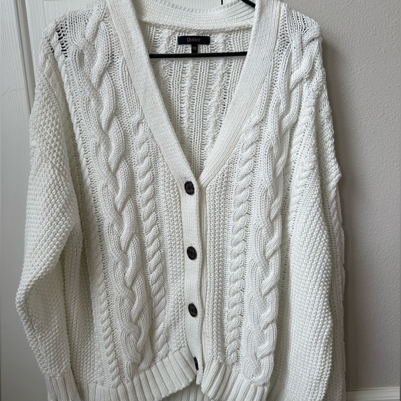 Quince White Cable Knit Cardigan - Picture 2 of 3